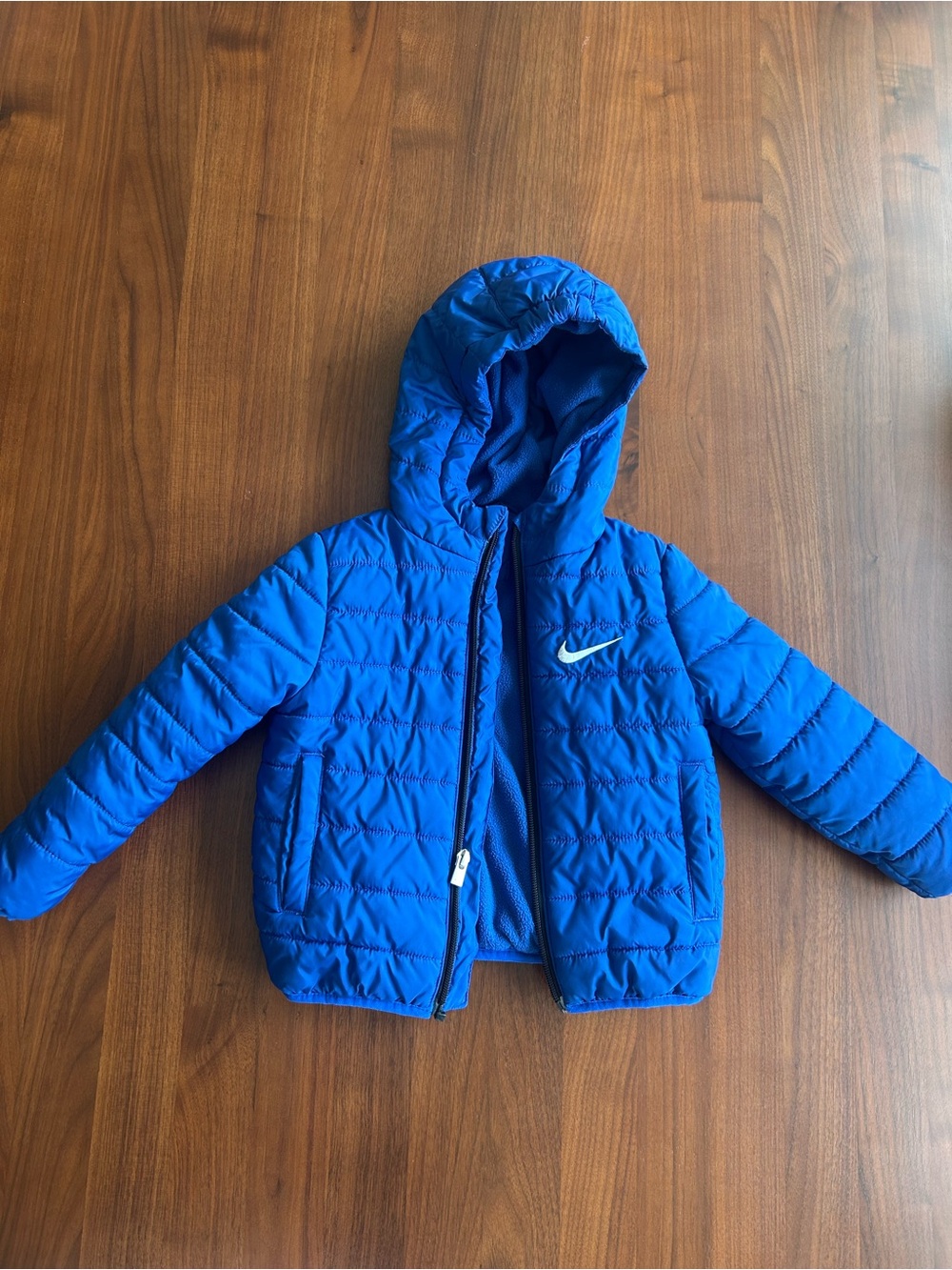 Nike Kids Blue Puffer Hooded Winter Jacket